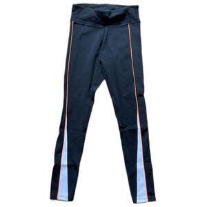 PE Nation Black Mid Rrise Workout Leggings w/ Orange and White Detail, XS, EUC